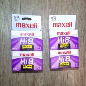 New Maxell P6- 120 Hi 8 Video Tapes 2 Pack Never Opened 4 Tapes -2 Pkg